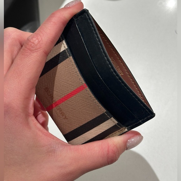 Burberry Check Pattern Leather Card Holder - Picture 2 of 4